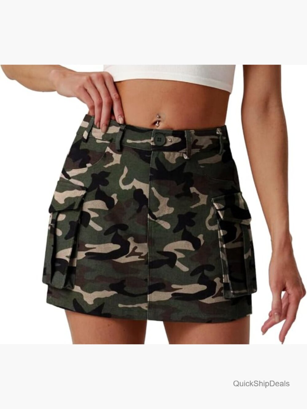 Cargo Skirt Y2K Mini High Waisted Elastic Bodycon Denim Jean Flap Button Skirts